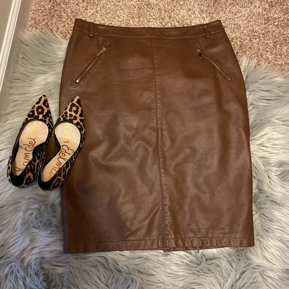 Brown leather skirt